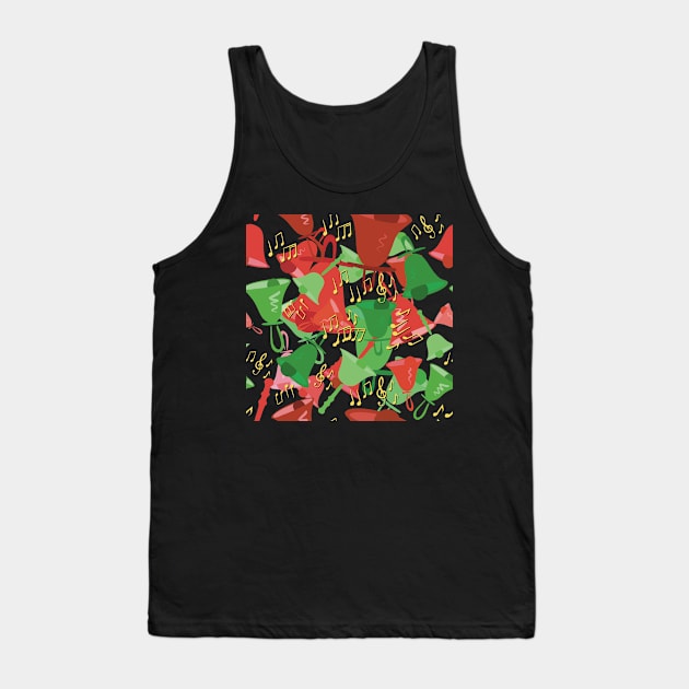 Christmas Chaos Colorful Handbells And Notes Holiday Pattern Tank Top by SubtleSplit